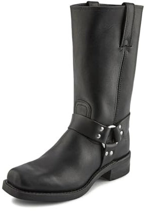 Frye Harness 12R Boots for Men with Oiled-Leather Upper, Siped Outsole with Stacked Leather Heel, and Nickel & Brass Hardware – 12” Shaft Height, Black - 10.5 M