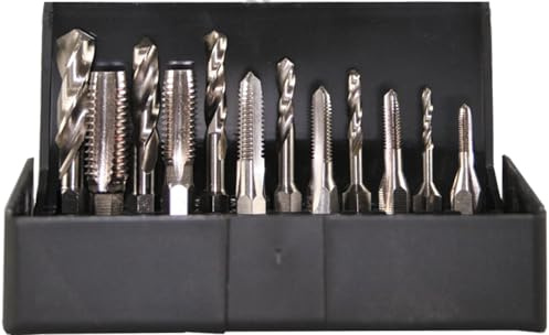 SW-Stahl 82230L Gewindebohrer Set M3-M10, 12-tlg. HSS Gewindeschneider | 1/4 Zoll Sechskant Bitsatz für Metallbearbeitung - Inklusive Spiralbohrer für Kernlöcher - Passend für Akkuschrauber