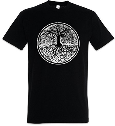Urban Backwoods Yggdrasil Tree Logo II Herren T-Shirt Schwarz Größe L