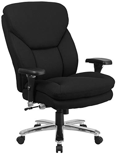 Flash Furniture Hercules Serie 24/7 Bürostuhl für intensiven Gebrauch, groß und hoch, 180 kg, schwarzer Stoff, ergonomischer Chefsessel mit Lendenknauf