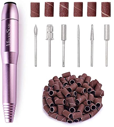 MelodySusie PC120B - Set di lime per unghie elettrico portatile, professionale, per acrilico e gel, manicure e pedicure, lucidatura, design per uso domestico e salone, viola