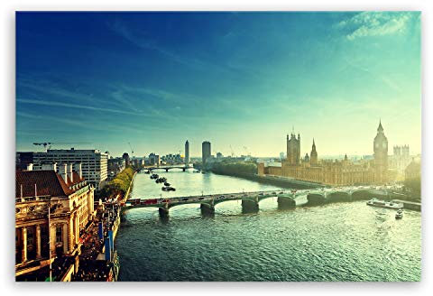 ge Bildet Bild auf Leinwand | Westminster in London - UK - Stadtbild Städtebild I in 30x20 cm als Wandbild | Wand-deko Dekoration Wohnung modern Bilder | 2211