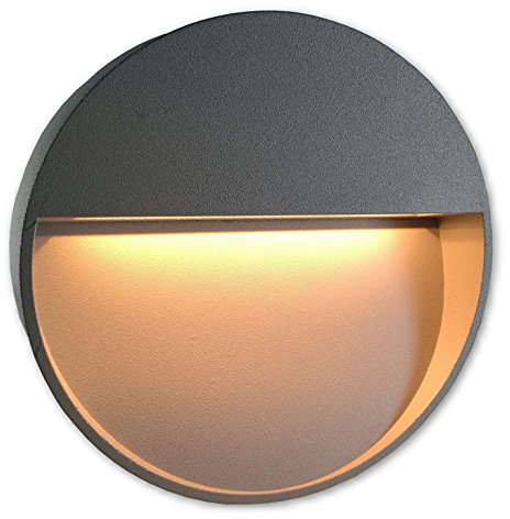 LICHT DISCOUNT 2W LED Treppenbeleuchtung Stufenbeleuchtung Silber 230V | Treppenlicht Treppenleuchte 4190 rund warmweiß | Treppenspots für Innen- & Außenbereich | Wandlampe Wandleuchte
