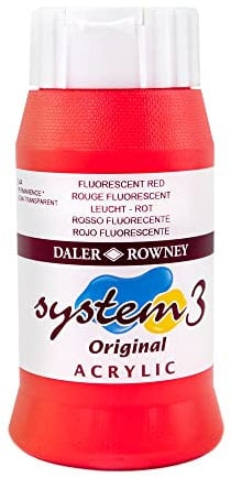 Daler Rowney System 3 – Peinture Acrylique 500 ML Rouge Fluorescent