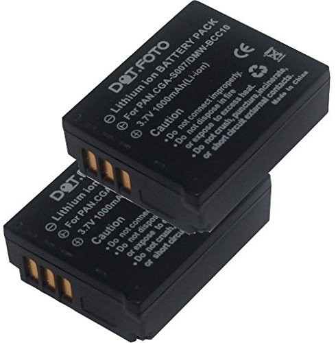 2 x Dot.Foto CGA-S007E, DMW-BCD10 Premium 3.7v / 1000mAh Akku für Panasonic Lumix DMC-TZ1 TZ2 TZ3 TZ4 TZ5 DMC-TZ11 DMC-TZ15 DMC-TZ50