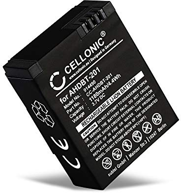 CELLONIC, Batteria per Fotocamera, Compatibile con GoPro Hero 3 Silver, 3 White, AHDBT-201, 3 (3.7V, 1180mAh)