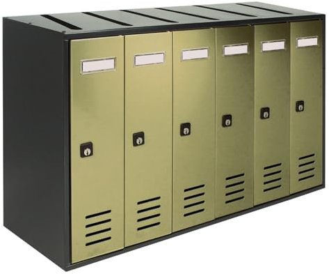 ALUBOX CUBO Briefkastenanlage 6 Fächer CUBO 38,5x63x25 cm aus Verzinktem Blech Vertikale Briefkastenanlage für Außen- und Geschützten Innenbereich (Anthrazit mit antiken Bronzetüren)