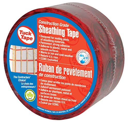 Tuck Tape Cinta de revestimiento de construcción, cinta de resina epoxi, 6.1 cm x 54.9 m (rojo)