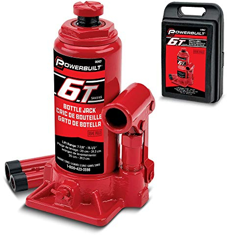 Alltrade Powerbuilt Bottle Jack, 6 Ton Capacity, Heavy Duty 12000 Pounds Hydraulic Vehicle Lift with Stable Base - Red 640407