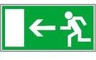 Schild Notausgang Pfeil links langnachleuchtend 297x148mm PVC selbstklebend gemäß BGV 8A (Fluchtwegschild Notausgang Rettungszeichen Rettungsweg Rettungsschild)