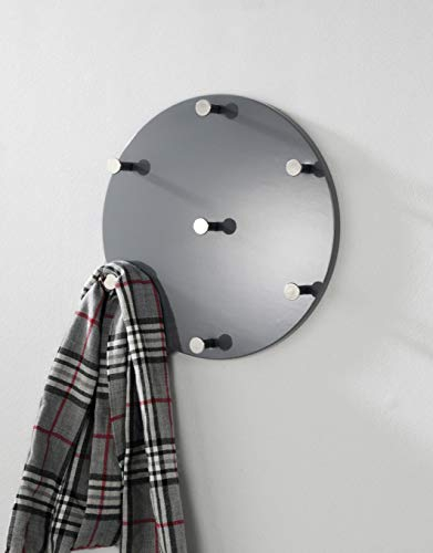 HAKU Möbel Wandgarderobe Chrom, grau, MDF, Metall - Maße: T 5 cm x Ø 35 cm, Style: Modern