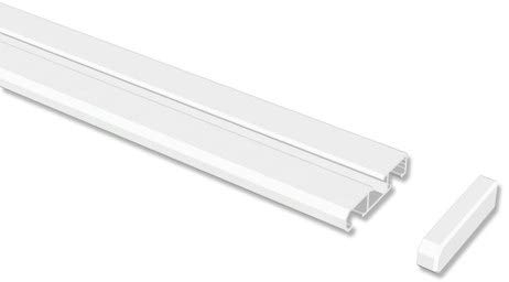 Interdeco Gardinenschienen Weiß 1-/2-läufige Vorhangschienen aus Aluminium, Slimline, 140 cm