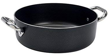 Pentole Agnelli ALSA106SS40 Casseruola Bassa Antiaderente Spessore 3 Millimetri con Due Maniglie Inox, Diametro 40 cm