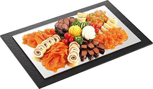 Profi Spiegelplatte/Servierplatte/Wurstplatte/Käseplatte/Aufschnittplatte Welle | Gr. 53 x 32,5 cm