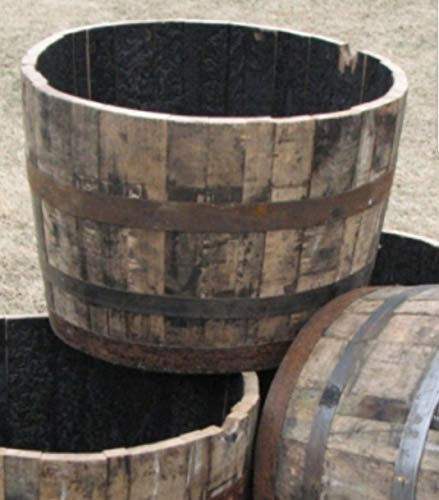Celtic Timber Barrel Planter - Rustic Outdoor Plant Pot - Made from Aged Quarter-Sawn Oak - Weathered Wood for Outdoor Plants, Garden, Trees - Oak Whiskey Half Barrel Planter - 40 Gallon