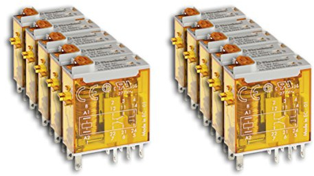 Finder 466180240054 Relais, steckbar, Schutzart RT I, 16 A, 24 VAC, mit Prüftaste, mechanischer Anzeige und LED, AgNi Flachstecker