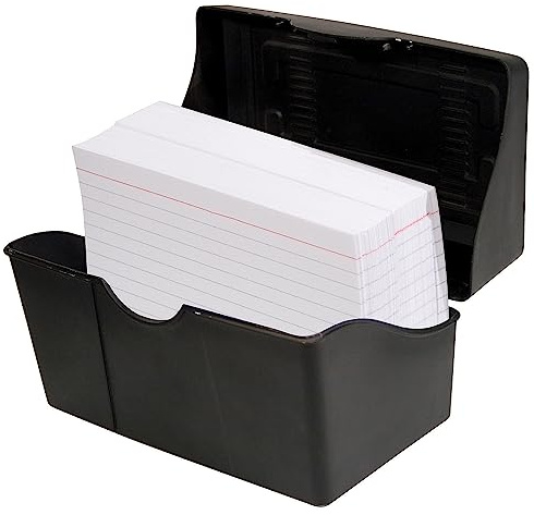 Innovative Storage Designs Plastic Card File, 350-Card Capacity, Black