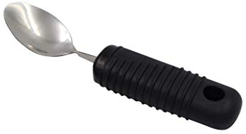 Cuillère Sammons Preston Sure Grip à courber, cuillère en acier inoxydable avec épaisse poignée en caoutchouc nervurée, facilitant la prise en main, ustensile de diamètre 3.8cm.