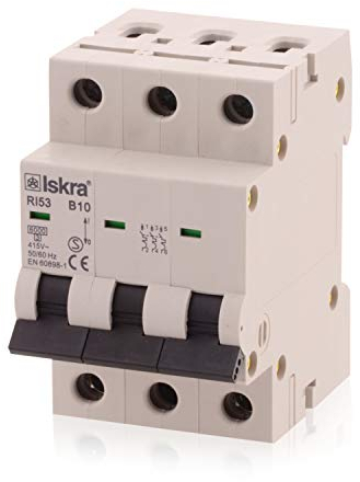 Sicherungsautomat Leitungsschutzschalter MCB Eco-Line, 10A, Typ B, 3-polig, 400V, bietet effektiven Schutz, 5 Stück
