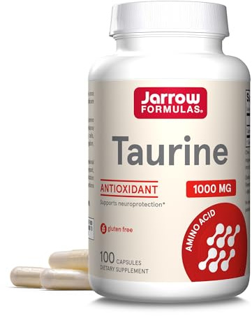 Jarrow Formulas® Taurine 1000 mg, Dietary Supplement, Amino Acid Supplement for Brain Health Support, 100 Capsules, 100 Day Supply