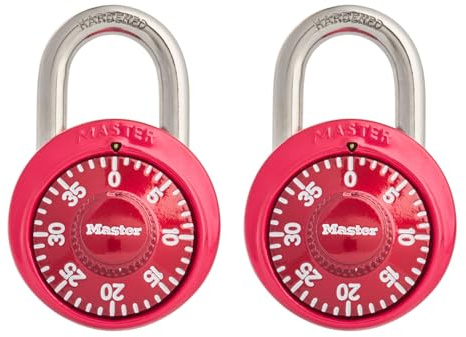 Master Lock 1530T Schließfachschloss Zahlenschloss, 2 Stück (1er-Pack), Farben können variieren