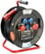 as - Schwabe Mammut Kabeltrommel 30m H07RN-F 5G4 mit CEE Stecker 400V/32A, 3x Schutzkontaktsteckdosen 230V/16A, 1x CEE Steckdose 230V/16A 1x 400V/32A, FI und LS Schalter, Tragegestell, IP44, 26102