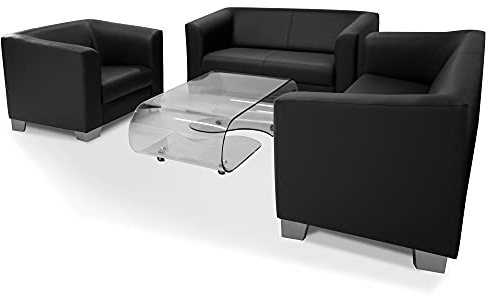 moebel-eins Chicago 3-2-1 Sofagarnitur, Material Kunstleder, schwarz
