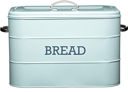 KitchenCraft Living Nostalgia Large Metal Bread Bin, 34 x 21.5 x 25 cm - Vintage Blue
