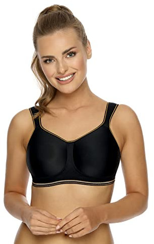 VIANIA! Dessous Sport BH 141472 I Gemoldeter Spacercup BH ohne Bügel I Atmungsaktiver Sport-BH Intense I Mountainbiken & Skifahren & Fußball & Tennis I Schnelltrocknend I 95D I Schwarz