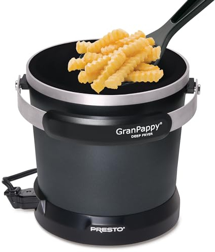 Freidora eléctrica Granpappy Profunda, Aluminio, Negro