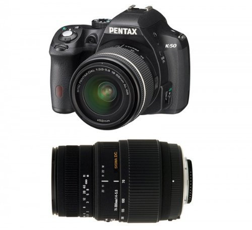 Pentax K-50 + 18-55 DAL WR + Sigma 70-300 Kit d'appareil-Photo SLR 16.28MP CMOS 4928 x 3264pixels Noir - Appareils Photos numériques (16,28 MP, 4928 x 3264 Pixels, CMOS, Full HD, 590 g, Noir)