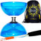 Juggle Dream Diabolo Set Cyclone QUARTZ II (Blau) Pro Triple Bearing Clutch Diabolos + Metall Aluminium Diabolo Handstäbe, Diablo String & Stoff Reisetasche !
