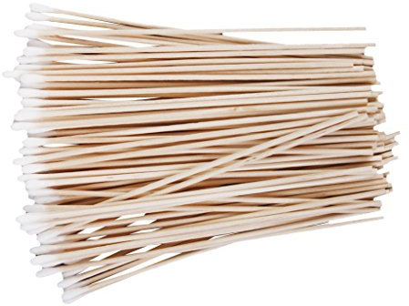 Mnixy 200 bastoncillos Algodon Aplicador Hisopo Sola Punta del Mango De Madera De Abedul 15cm / 100pcs 6inch, Single Tip, One Size