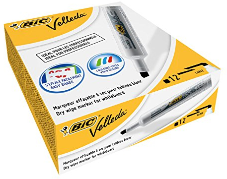 Pennarelli 12 VELLEDA 1791 punta scalpello whiteboard nero BIC®