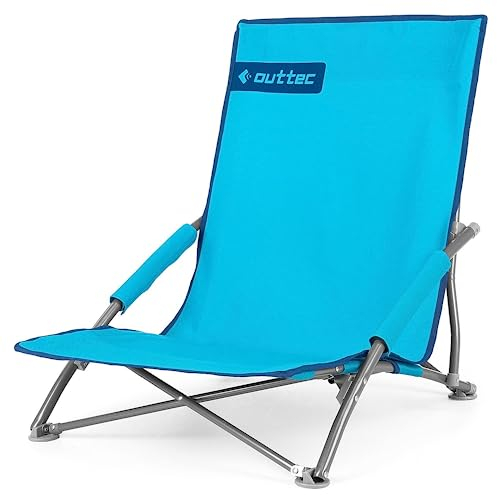 Outtec Campingstuhl Klappstuhl Faltbar - Camp Garten Balkon Strand Camping - Stuhl Sessel Gartenstuhl - Touristischer Sessel mit Liegefunktion - Tragetasche - Klappbarer Stuhl - Türkis