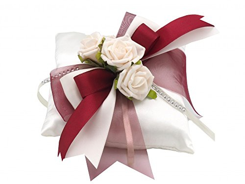 Ringkissen Creme Bordeaux Rosen Kissen Ringe Hochzeit Traukissen Trauzeremonie