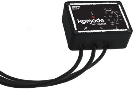 Komodo Thermostat Adjustable Tamper Resistant Dial with Audible & Visual Indicator Reptile Terrarium Vivarium Temperature Control 100W