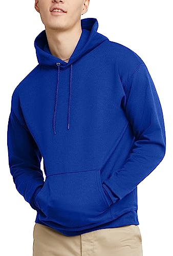 Hanes Men's Pullover EcoSmart Hooded Sweatshirt, Deep Royal, Large