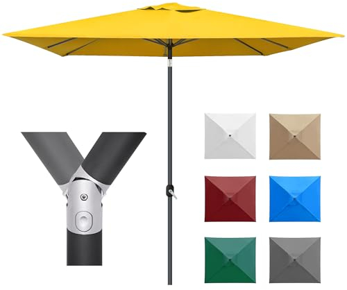 paramondo Interpara Parasol Pour Jardin Balcon Et Terrasse, Pliable, Avec Manivelle, Carré 3 x 3m / Jaune/Armature (Anthracite)