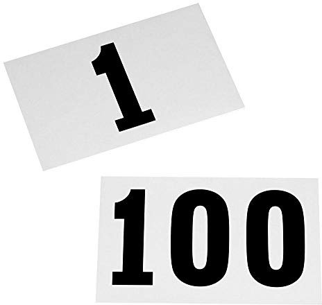 Boje Sport 100 Startnummern für Sportveranstaltungen, Nummern 1-100