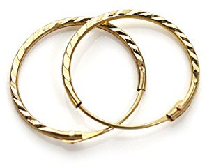 9ct Gold Plain Sleepers 10mm Hoops Earrings Diameter 10mm / 1cm / 0.4 Inch