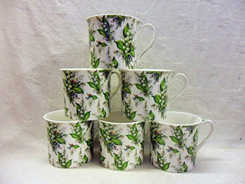 Set of 6 Lilly of The Valley China Palace Mugs