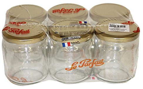 Le Parfait 4036 T.O. Pot à Miel avec Couvercle Verre Transparent/Doré 750 ML 63 mm Lot de 6
