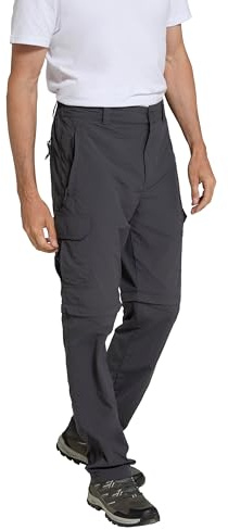 Mountain Warehouse Explore Convertible Mens Trousers - Fast Dry, Fade Resistant, Knee Zips Cargo Trousers, Stretch Casual Bottoms - Spring Summer & Travelling Grey (Regular Length) Men's W28