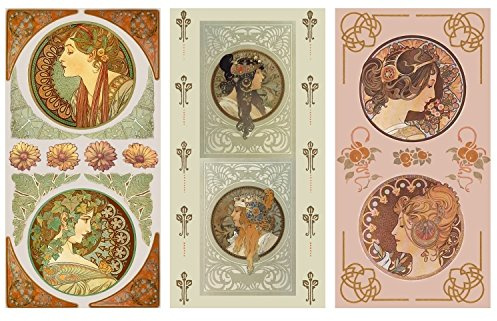 Decoupage Papier Pack (12 blatt A4 / 20x30cm) Art Nouveau Lady FLONZ Vintage Retro