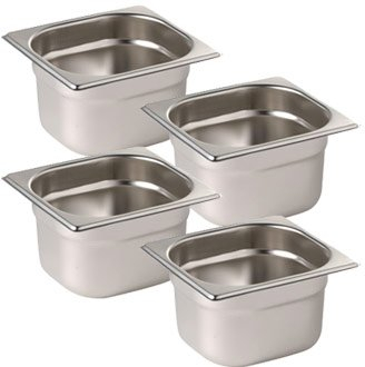 Bac Inox GN 1/6 avec Couvercle - Lot de 4 - Vogue