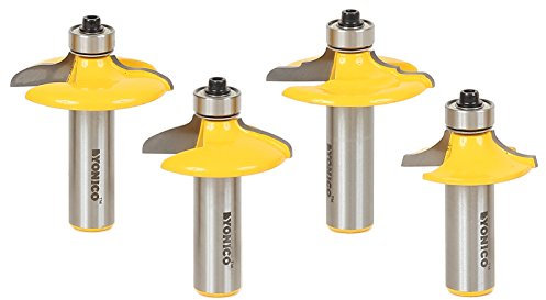 Yonico 12401 - 4 Bit Drawer Front Router Edge Bit Set, Profiles for Drawers & Doors with Euro-Style Hinges - 1/2 Shank