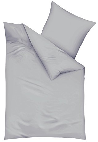 Kaeppel Biber Bettwäsche Uni 135x200cm Rot Silber Weiß Anthrazit Creme Einfarbig, Farbe:Silber
