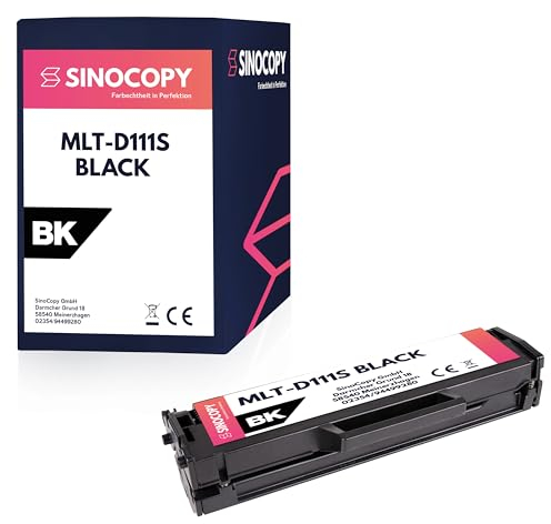 SinoCopy Black XXL Toner für ersetzt Samsung MLT-D111S, D111S, 111S, MLTD111S (XXL Inhalt!) für Samsung Xpress M2020, M2020W, M2022, M2022W, M2070 Drucker schwarz