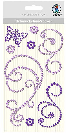 Ursus 75060005 - Schmuckstein Sticker Ornamente, violett, 8 Stück, selbstklebend, einfach von der Fole abzuziehen, ideal geeignet für Scrapbooking, Kartengestaltung und zur Dekoration